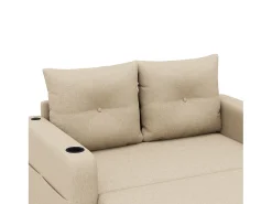 Sofá|ModernLuxe Sofá-cama 2 lugares 3 em 1 - Modelo desdobrável - Porta-copos e bolso lateral - Almofada de encosto - Porta USB - algodão e linho - Bege