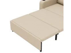 Sofá|ModernLuxe Sofá-cama 2 lugares 3 em 1 - Modelo desdobrável - Porta-copos e bolso lateral - Almofada de encosto - Porta USB - algodão e linho - Bege