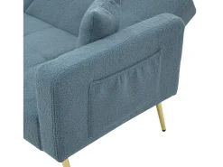 Sofá|ModernLuxe Sofá-cama 2 lugares - ângulo ajustável - con almofadas e bolsos de armazenamento laterais - antigo Azul
