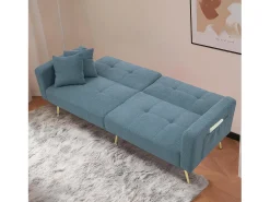 Sofá|ModernLuxe Sofá-cama 2 lugares - ângulo ajustável - con almofadas e bolsos de armazenamento laterais - antigo Azul