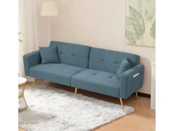Sofá|ModernLuxe Sofá-cama 2 lugares - ângulo ajustável - con almofadas e bolsos de armazenamento laterais - antigo Azul