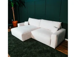 Sofá| Sofá-cama 3 lugares - chaise reversível lado direito/esquerdoche com arrumação integrada (269 x 158 x 96 cm) - LAUREN Bege