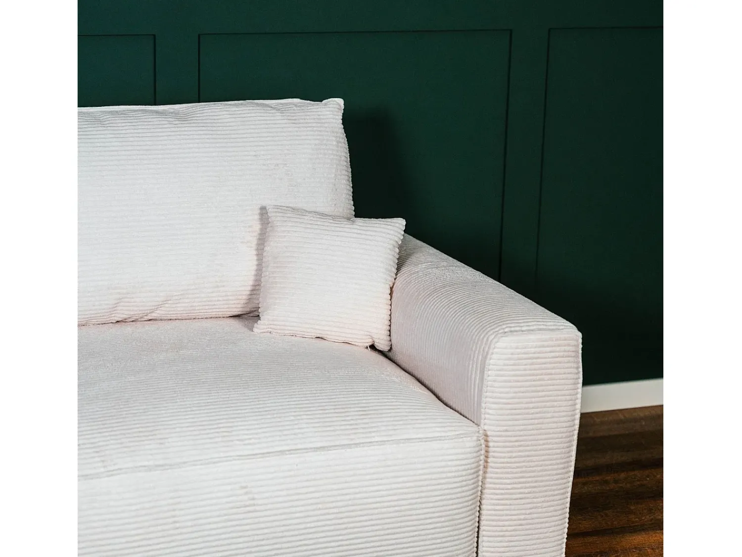 Sofá| Sofá-cama 3 lugares - chaise reversível lado direito/esquerdoche com arrumação integrada (269 x 158 x 96 cm) - LAUREN Bege
