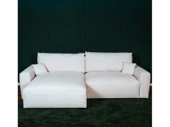 Sofá| Sofá-cama 3 lugares - chaise reversível lado direito/esquerdoche com arrumação integrada (269 x 158 x 96 cm) - LAUREN Bege