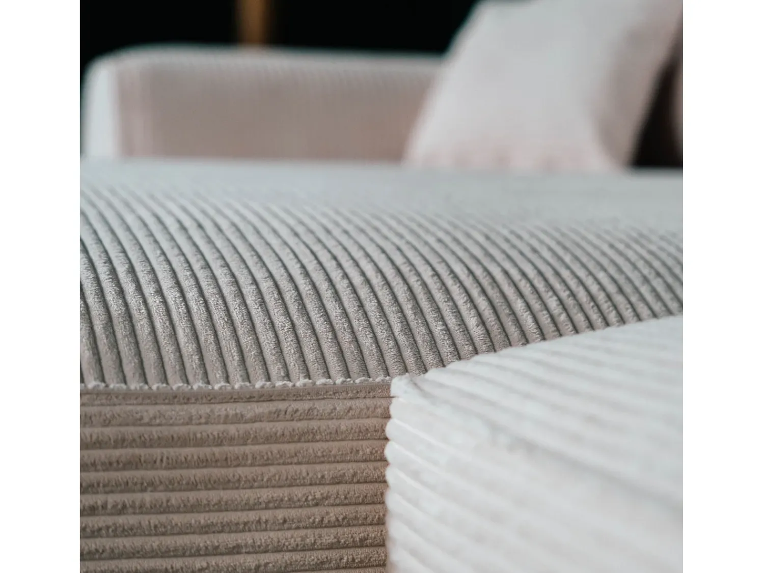 Sofá| Sofá-cama 3 lugares - chaise reversível lado direito/esquerdoche com arrumação integrada (269 x 158 x 96 cm) - LAUREN Bege