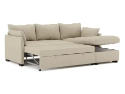 Sofá* Sofá-cama 3 lugares - chaise longue reversível lado direito/esquerdoche com arrumação integrada (221 x 162 x 85 cm) - ORLANDO Bege