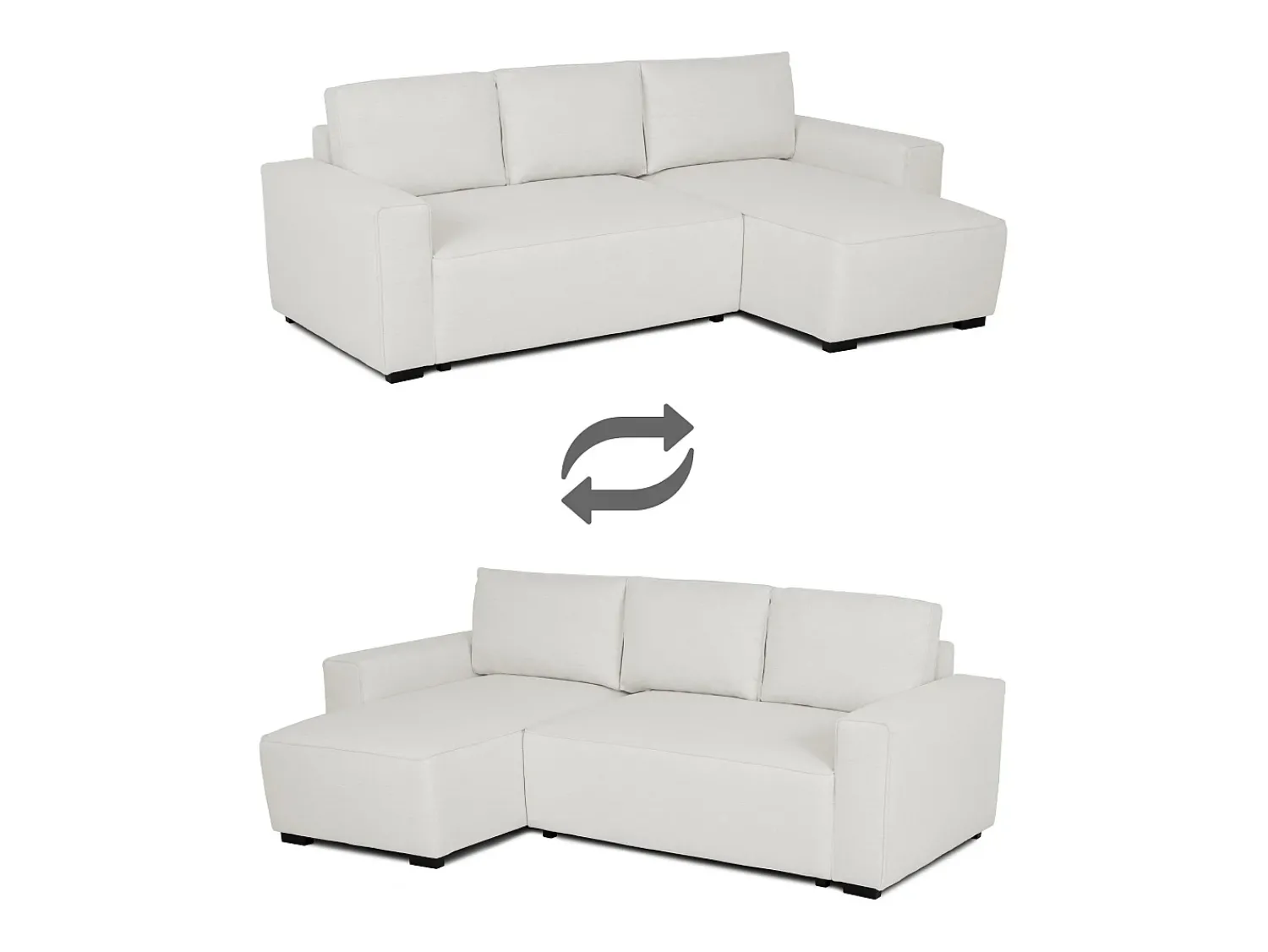 Sale Sofá-cama 3 lugares - chaise longue reversível lado direito/esquerdoche com arrumação integrada (239 x 157 x 91 cm) - JADE Bege