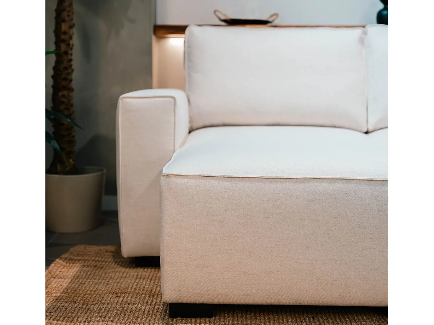 Sale Sofá-cama 3 lugares - chaise longue reversível lado direito/esquerdoche com arrumação integrada (239 x 157 x 91 cm) - JADE Bege
