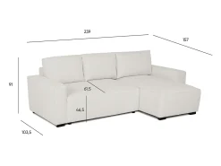 Sale Sofá-cama 3 lugares - chaise longue reversível lado direito/esquerdoche com arrumação integrada (239 x 157 x 91 cm) - JADE Bege