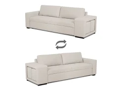 Sofá| Sofá-cama 3 lugares chaise longue reversível lado direito/esquerdoche com 2 pufes (248 x 117 x 90 cm) - AVERY Bege