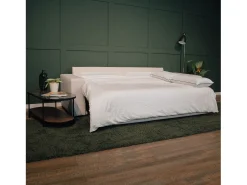 Sofá| Sofá-cama 3 lugares chaise longue reversível lado direito/esquerdoche com 2 pufes (248 x 117 x 90 cm) - AVERY Bege