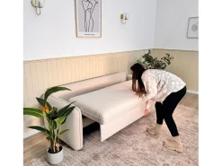 Clearance Sofá-cama 3 lugares com abertura fácil (225 x 140 x 91 cm) - CHLOE Bege