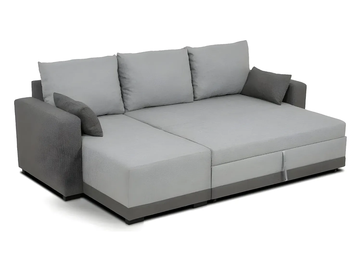 Sofá| Sofá-cama 3 lugares Bicolore Cinzento - chaise longue reversível lado direito/esquerdoche (233 x 140 x 69 cm) - LEAH Multicor