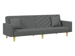 Online Sofá-cama 2 lugares c/ almofadas/apoio pés tecido cinza-escuro PT159846 Cinzento