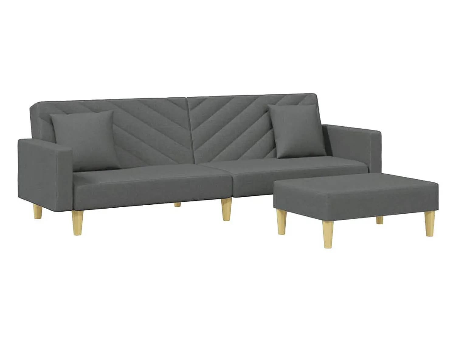 Online Sofá-cama 2 lugares c/ almofadas/apoio pés tecido cinza-escuro PT159846 Cinzento