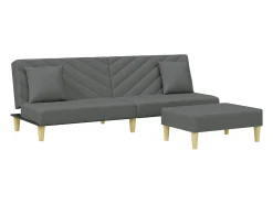 Sale Sofá-cama 2 lugares c/ almofadas/apoio pés tecido cinza-escuro PT684370 Cinzento