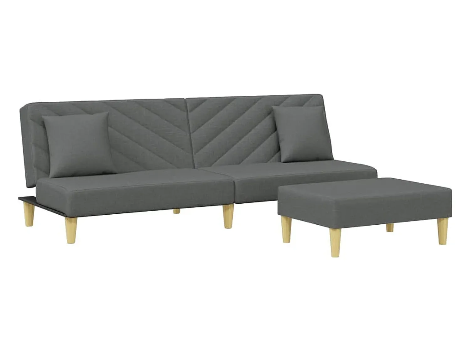 Sale Sofá-cama 2 lugares c/ almofadas/apoio pés tecido cinza-escuro PT684370 Cinzento