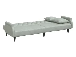 New vidaxl Sofá-cama 2 lugares c/ almofadas e apoio pés veludo cinza-claro Cinzento