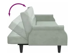 New vidaxl Sofá-cama 2 lugares c/ almofadas e apoio pés veludo cinza-claro Cinzento