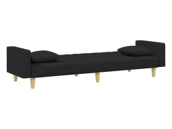 Sofá* Sofá-cama 2 lugares c/ almofadas e apoio de pés tecido PT798896 Preto