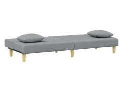 Online Sofá-cama 2 lugares c/ almofadas e apoio pés tecido cinza-claro PT699956 Cinzento