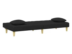 Sofá| Sofá-cama 2 lugares c/ almofadas e apoio de pés tecido PT660052 Preto