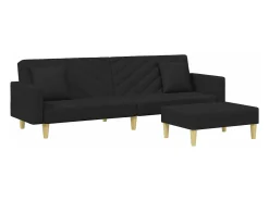 vidaxl Sofá-cama 2 lugares c/ almofadas e apoio de pés tecido^ Sofá