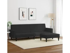 Sofá| Sofá-cama 2 lugares c/ apoio de pés veludo PT303195 Preto