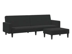 Sofá| Sofá-cama 2 lugares c/ apoio de pés veludo PT303195 Preto
