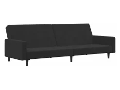 Sofá| Sofá-cama 2 lugares c/ apoio de pés veludo PT303195 Preto