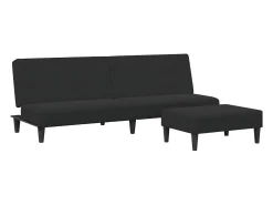 Sofá| Sofá-cama 2 lugares c/ apoio de pés veludo PT883367 Preto