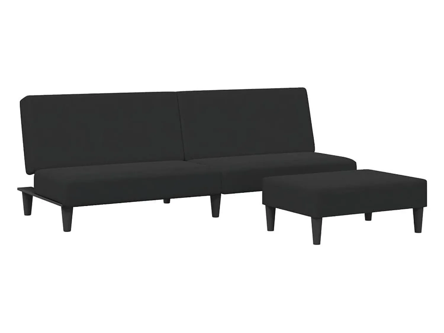 Sofá| Sofá-cama 2 lugares c/ apoio de pés veludo PT883367 Preto