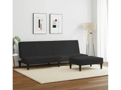 Sofá| Sofá-cama 2 lugares c/ apoio de pés veludo PT883367 Preto