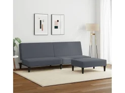 Sofá| Sofá-cama 2 lugares c/ apoio de pés veludo cinza-escuro PT256939 Cinzento