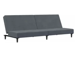 Sofá| Sofá-cama 2 lugares c/ apoio de pés veludo cinza-escuro PT256939 Cinzento