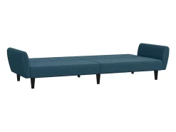 Sofá*vidaxl Sofá-cama 2 lugares c/ apoio de pés veludo Azul