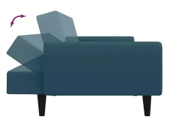 Sofá*vidaxl Sofá-cama 2 lugares c/ apoio de pés veludo Azul