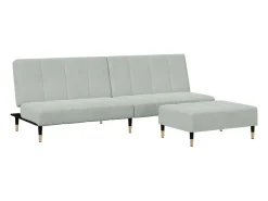 Sofá* Sofá-cama 2 lugares c/ apoio de pés veludo cinza-claro PT792866 Cinzento