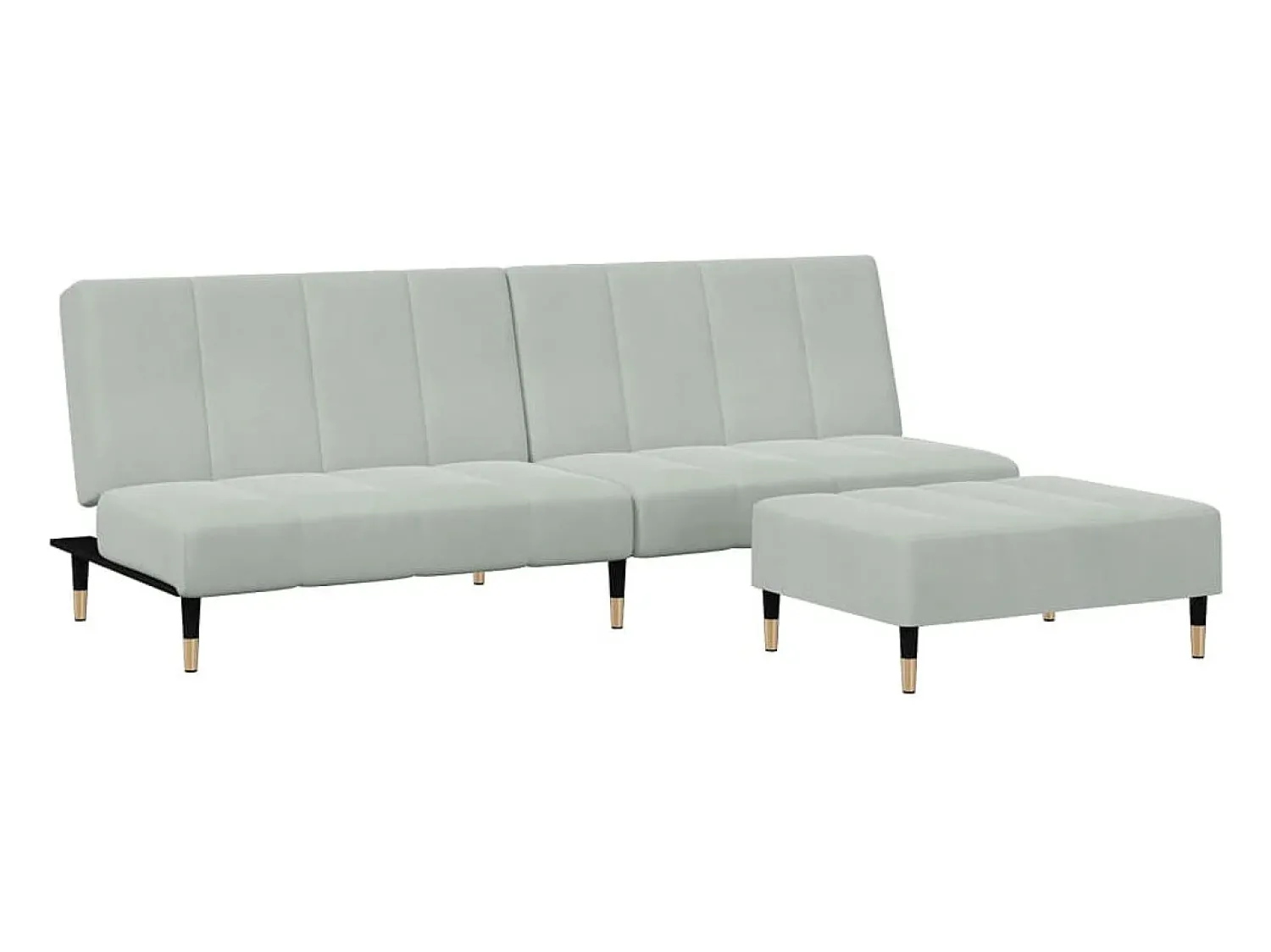 Sofá* Sofá-cama 2 lugares c/ apoio de pés veludo cinza-claro PT792866 Cinzento