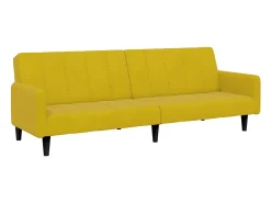 Best Sofá-cama 2 lugares c/ apoio de pés veludo PT824774 Amarelo