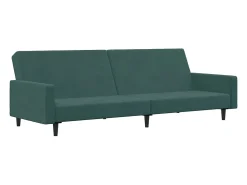 Discount Sofá-cama 2 lugares c/ apoio de pés veludo -escuro PT864896 Verde