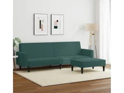 Discount Sofá-cama 2 lugares c/ apoio de pés veludo -escuro PT864896 Verde