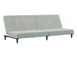 Sofá* Sofá-cama 2 lugares c/ apoio de pés veludo cinza-claro PT164068 Cinzento