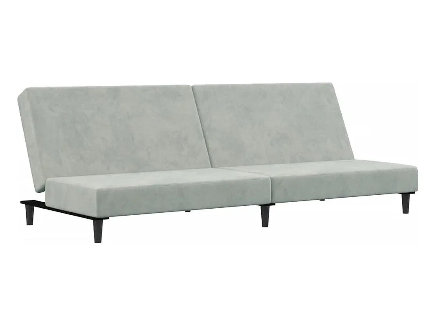 Sofá* Sofá-cama 2 lugares c/ apoio de pés veludo cinza-claro PT164068 Cinzento