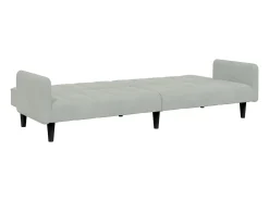 Sofá| Sofá-cama 2 lugares c/ apoio de pés veludo cinza-claro PT819729 Cinzento