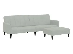 Sofá| Sofá-cama 2 lugares c/ apoio de pés veludo cinza-claro PT819729 Cinzento