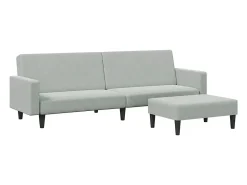 Sofá*vidaxl Sofá-cama 2 lugares c/ apoio de pés veludo -claro Cinzento