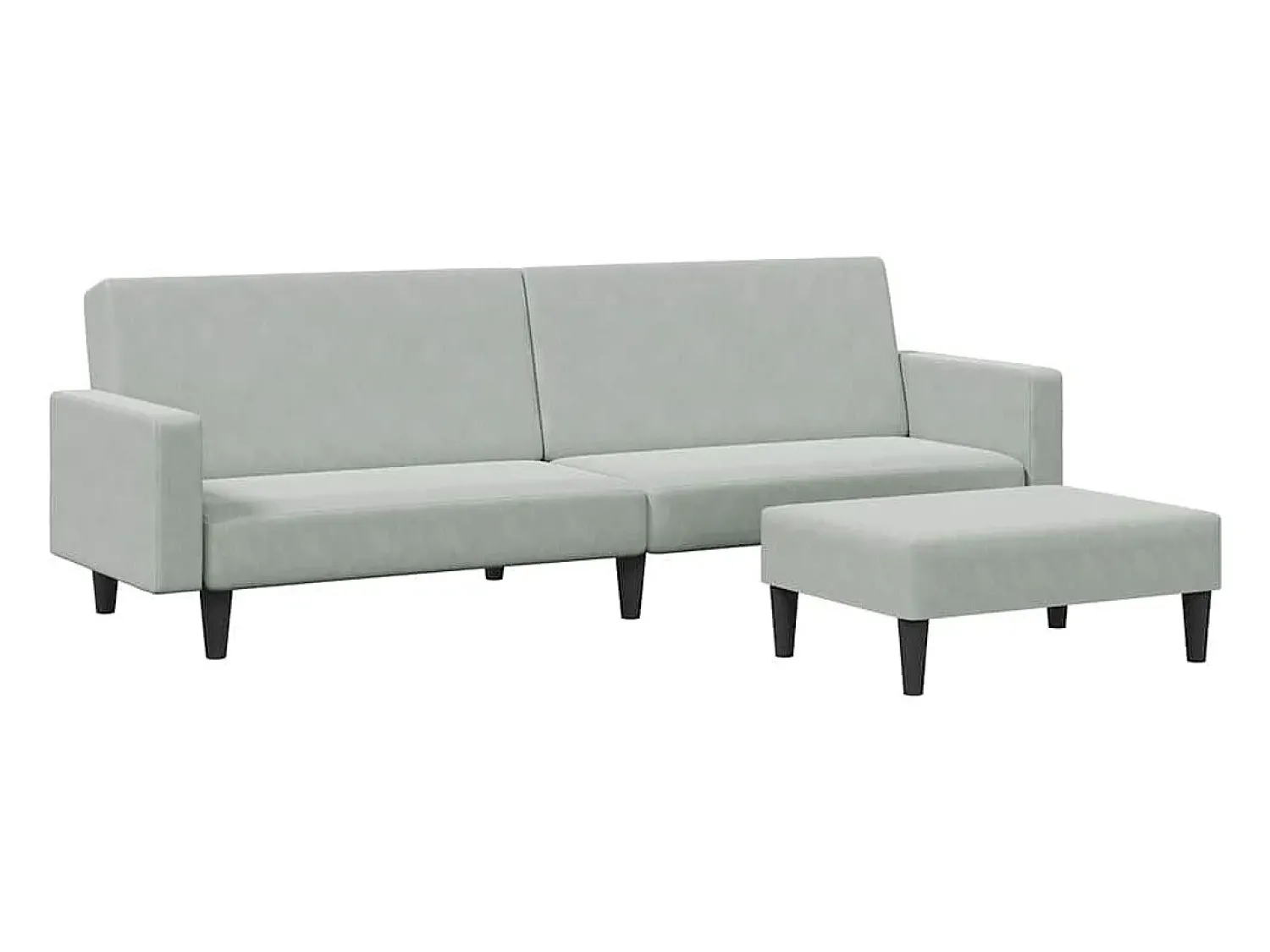 Sofá*vidaxl Sofá-cama 2 lugares c/ apoio de pés veludo -claro Cinzento