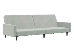 Sofá*vidaxl Sofá-cama 2 lugares c/ apoio de pés veludo -claro Cinzento