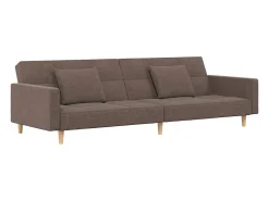 Sofá*vidaxl Sofá-cama 2 lugares c/ duas almofadas tecido cinza-acastanhado Taupe